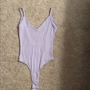 Lavender deep v back body suit